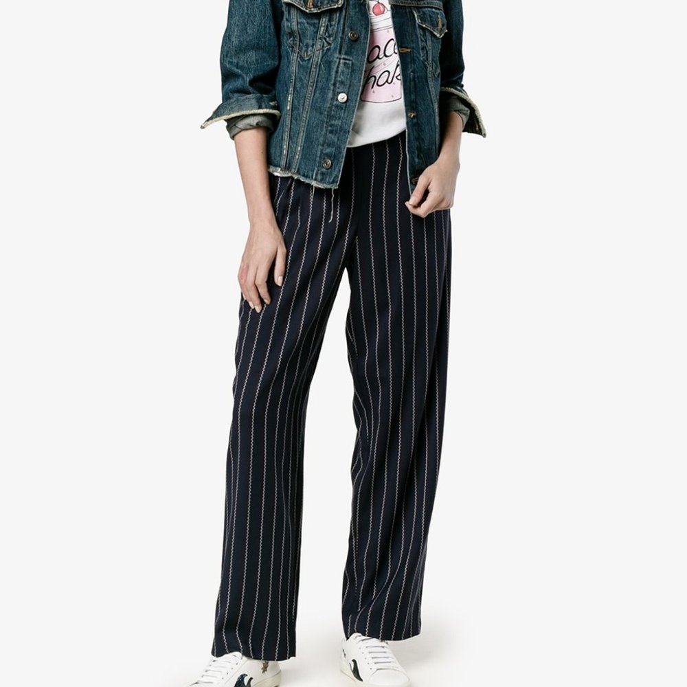 GANNI Pinstripe Wide Leg high waist pants size 8